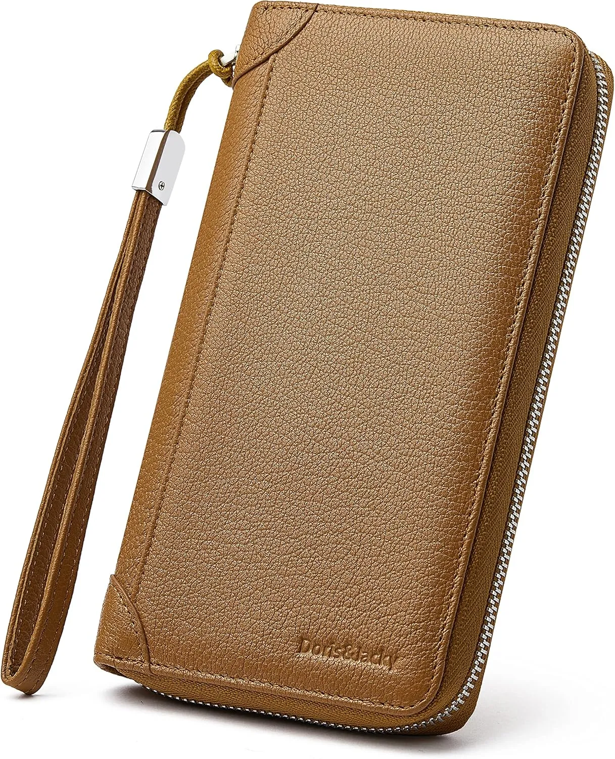 DORIS&JACKY Women Leather Wallet Rfid Blocking Large Capacity Zipper Around Travel Wristlet Bags
