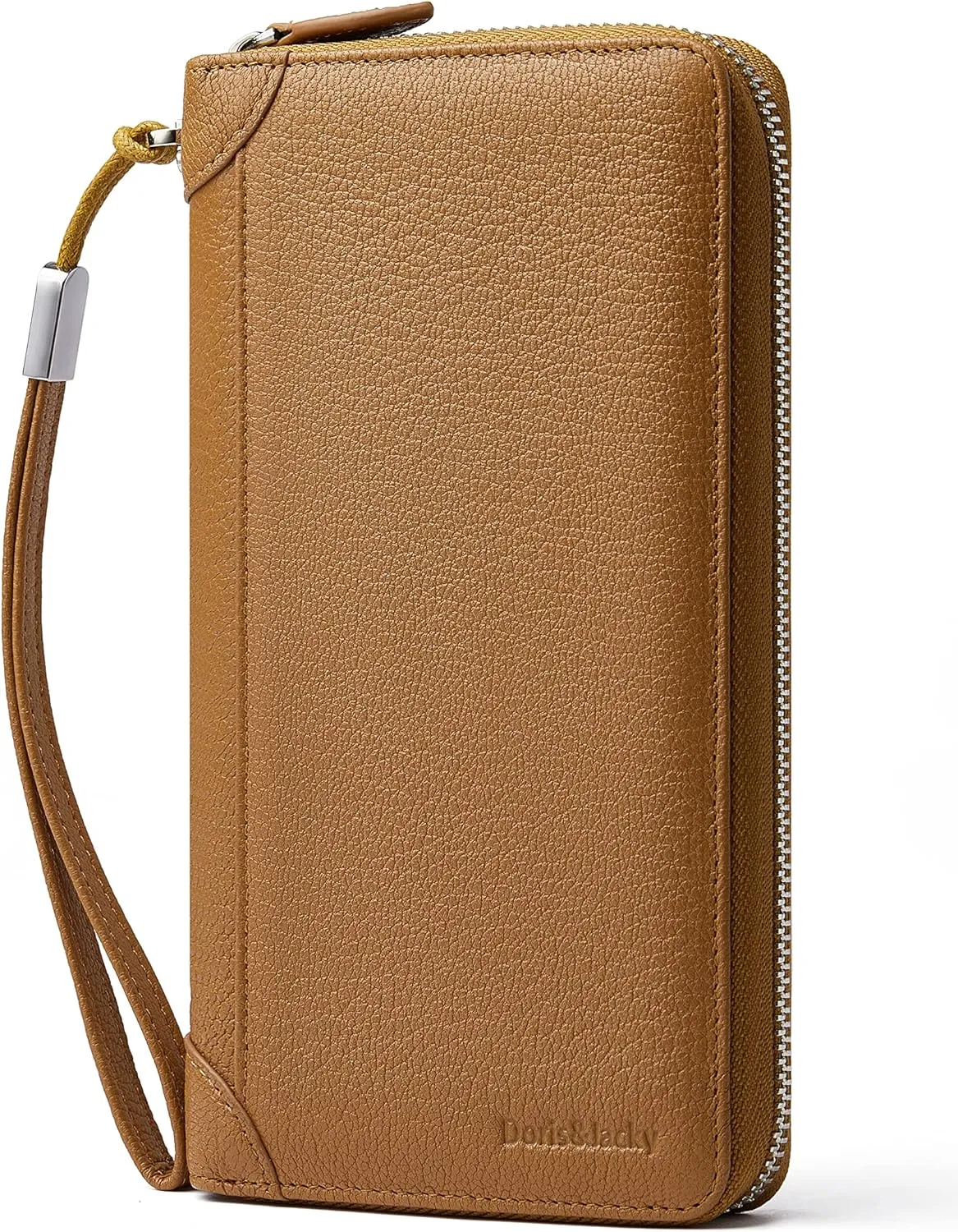 DORIS&JACKY Women Leather Wallet Rfid Blocking Large Capacity Zipper Around Travel Wristlet Bags