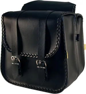 Dowco Willie & Max 58230-20 Braided Series: Synthetic Leather Straight Motorcycle Saddlebag Set, Black, Universal Fit, 8 Liter Each/16 Liter Total Capacity
