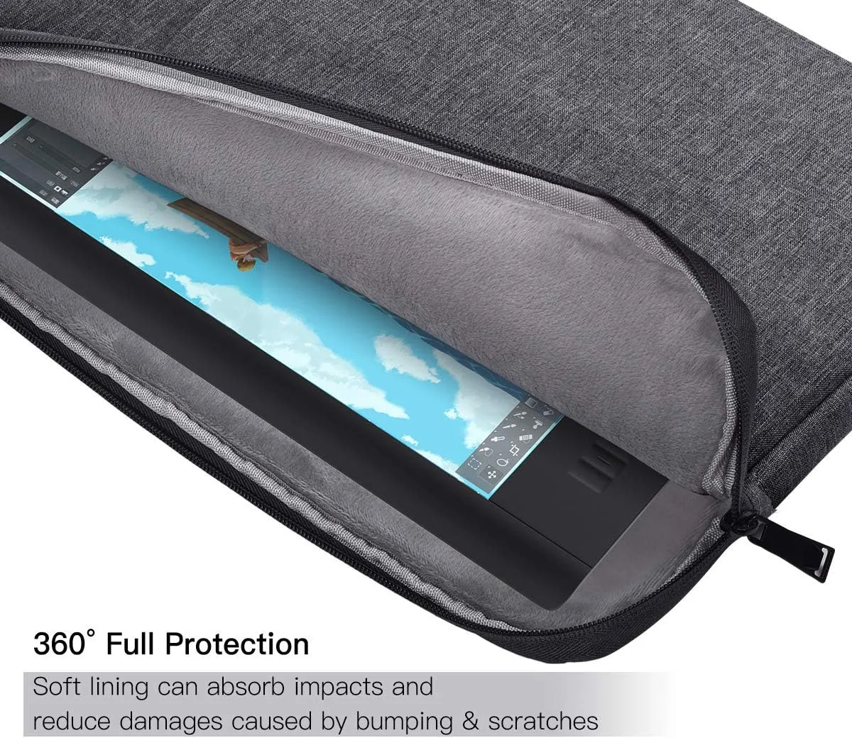 Drawing Carrying Tablet Sleeve Case for Xp-Pen Artist12 / Artist 13.3 Pro 13.3 Inch,VEIKK A15, Compatible with Wacom Cintiq 13HD, Huion Inspiroy H1161 Bag(Space Grey)