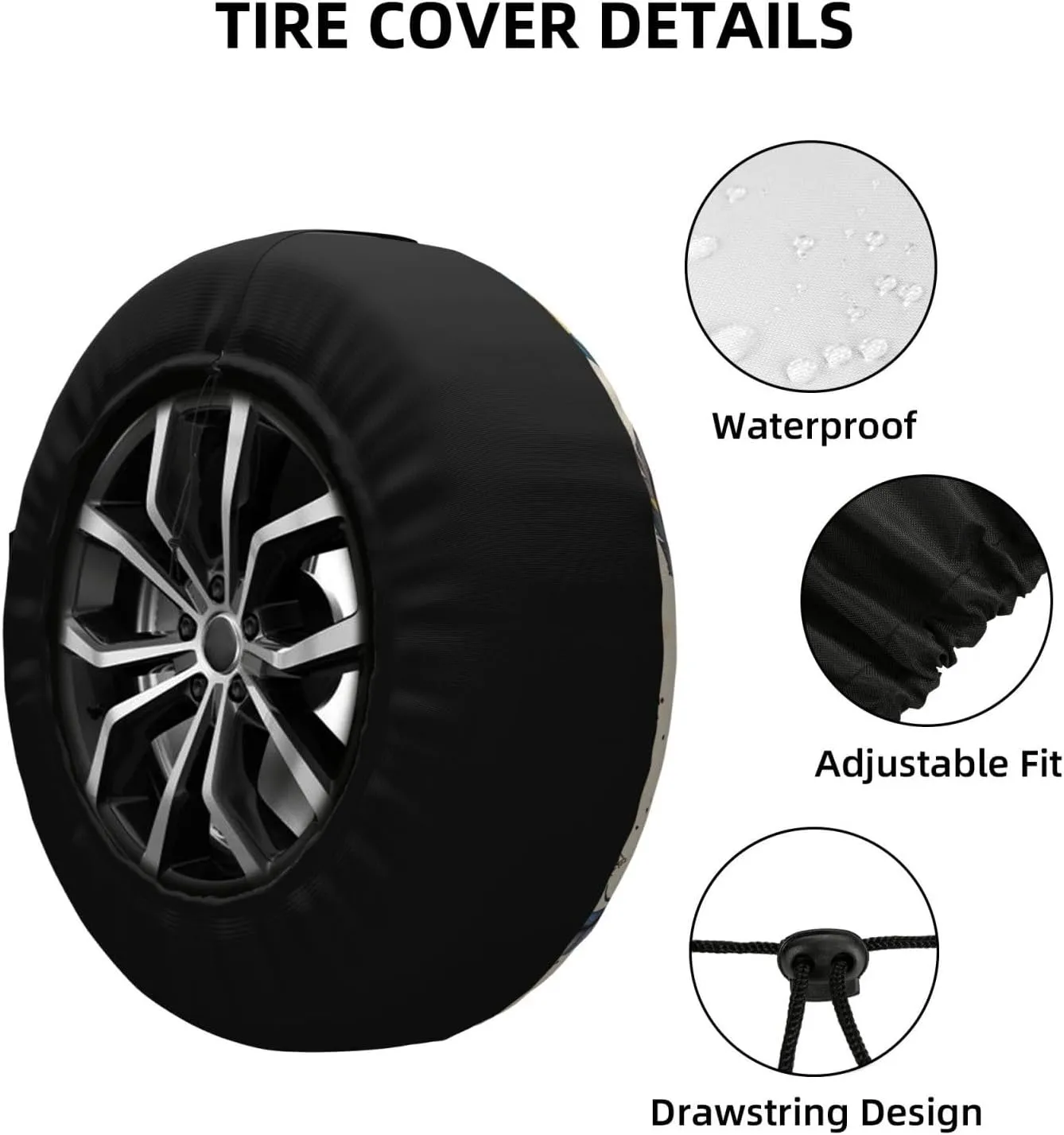 Dream Catcher and Moon Tire Cover Outdoor Waterproof Snow Sun Rain Wheel Cover Portable Wheel Bags Camper Spare Tire Cover Universal Car Tire Protectors for Trailer RV SUV