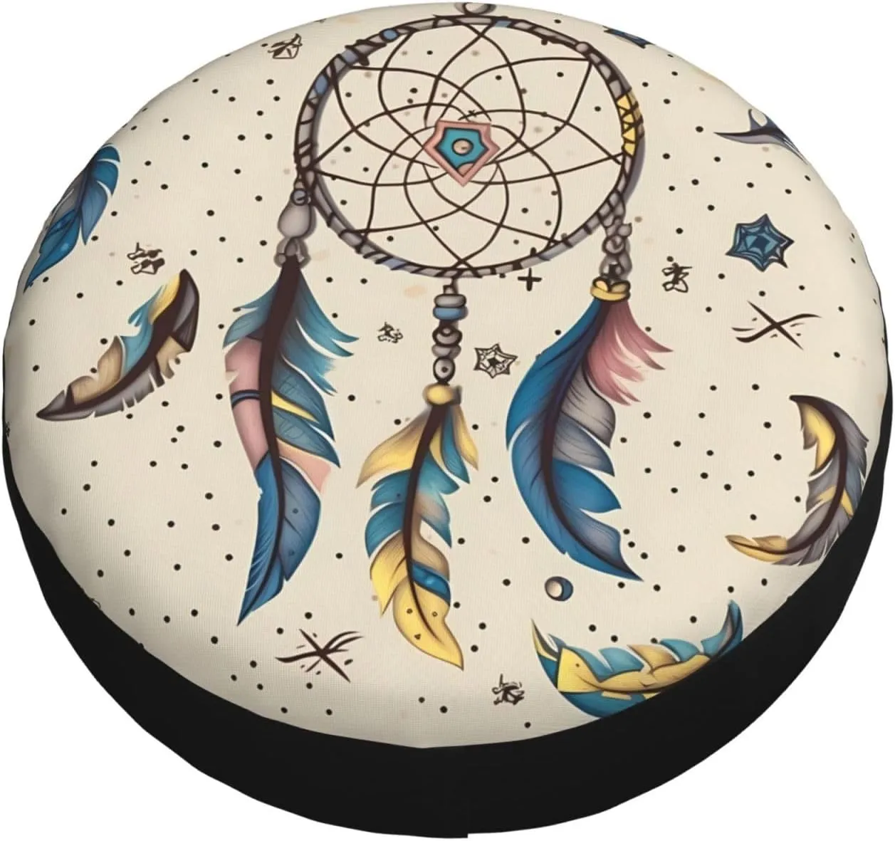 Dream Catcher and Moon Tire Cover Outdoor Waterproof Snow Sun Rain Wheel Cover Portable Wheel Bags Camper Spare Tire Cover Universal Car Tire Protectors for Trailer RV SUV