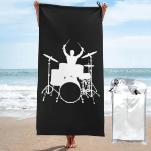 Drummer Beach Towel with Travel Bag 27.5"x55" Quick Dry Sand Free Lightweight Large Oversized Towels Light Vacation Essentials