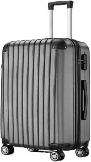 Duffle Bag Foreign Trade ABS Suitcase Three-piece Set With Corner Corners And Anti-fall Universal Wheels Trolley Case Suitcase Tags(Gray,24in)