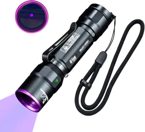 E-H6 UV Flashlight 365nm led Black Light Professional Small AA Ultraviolet Blacklight for Resin Curing, Minerals, pet Urine, Scorpion Hunting