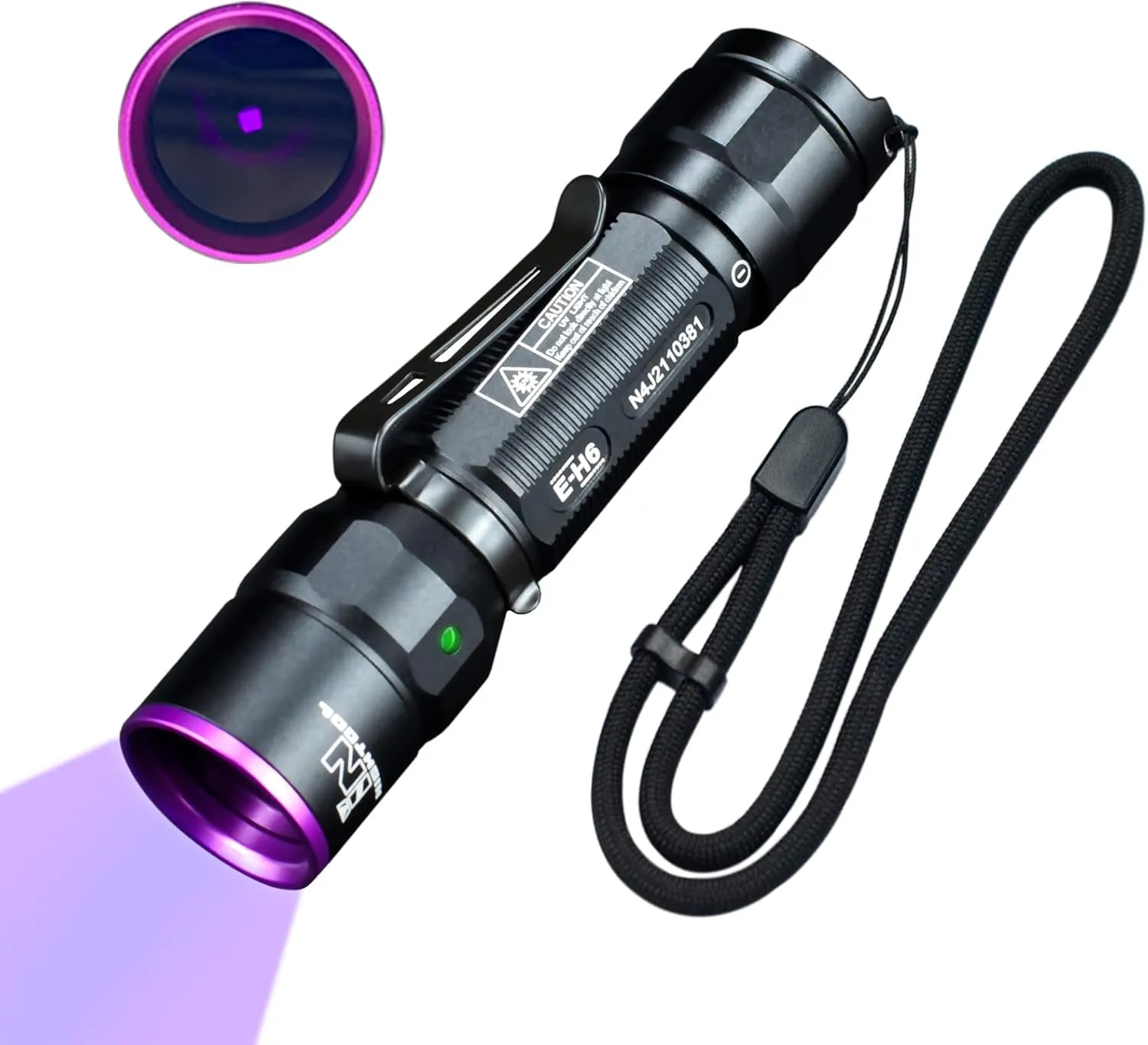 E-H6 UV Flashlight 365nm led Black Light Professional Small AA Ultraviolet Blacklight for Resin Curing, Minerals, pet Urine, Scorpion Hunting