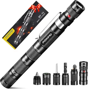 EDC Multitool 5-In-1 Tactical Survival Gear with Flashlight, Lighter(No Fuel), Glass Breaker, Cutter, Compass, Pocket Camping Multi-Tool Gadget, Cool Birthday Gift for Men Dad Husband