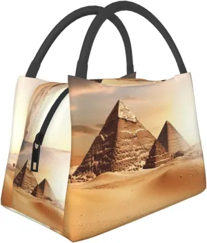 Egyptian Pyramid in Desert Lunch Bag for Men Women Insulated Lunch Box for Adult Reusable Lunch Tote Bags Large Capacity Leakproof Cooler Food Container for Work Travel Office