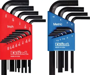 Eklind Tool 10122 Hex L-Key allen wrench Combo- Short Inch / MM, 2 Sets 22 Pieces