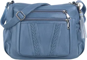 ELDA Crossbody Bags For Women Pocketbooks Soft PU Leather Purses and Handbags Multi Pocket Shoulder Bag