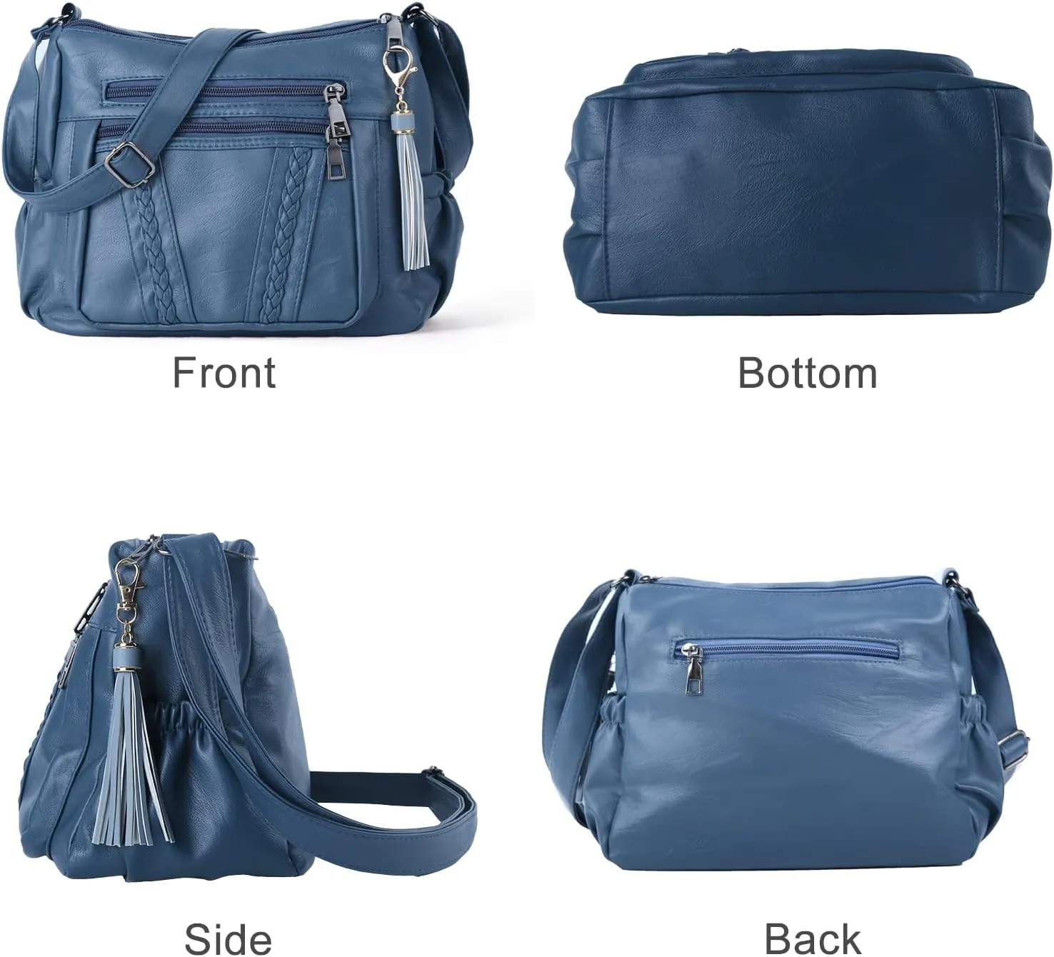 ELDA Crossbody Bags For Women Pocketbooks Soft PU Leather Purses and Handbags Multi Pocket Shoulder Bag