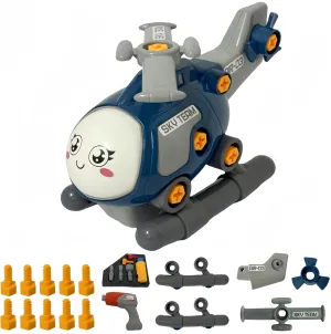 Electric Helicopter Take Apart Toy, Airplane Drop and Crash Resistant, With Hand Drill Tool for Boys Age 4-7