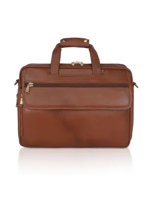 Elegant office-cum laptop leather bag - Tan