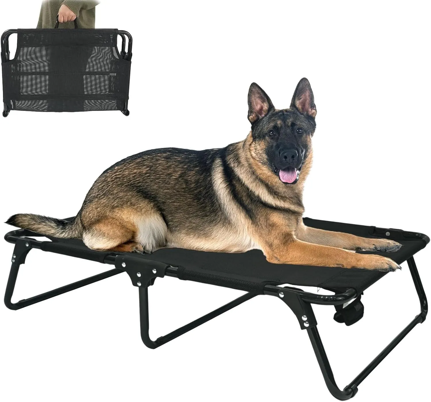Elevated Cooling Dog Cot Pet Bed with Breathable Mesh Folding No Assembly Indoor/Outdoor Pet Hammock Bed Raised Dog Cots Beds Multiple Sizes for Small Meduim Large Dogs