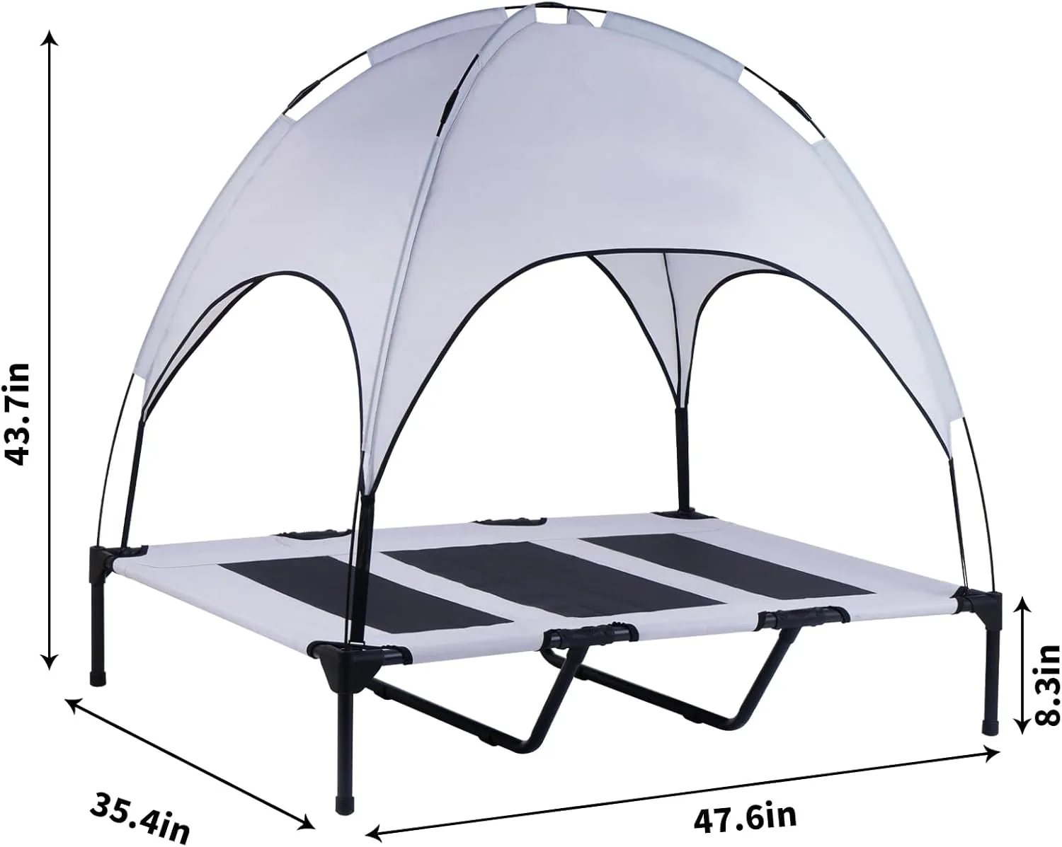 Elevated Dog Bed with Removable Canopy, 48-Inch Waterproof Raised Pet Cot, Portable Outdoor Dog Bed with Extra Carrying Bag, Cooling Canopy for Large Dogs (Light Gray)