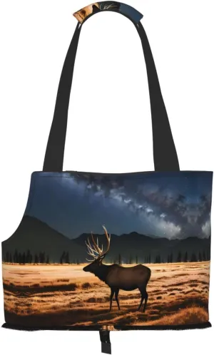 Elk in The Meadow Printed Pet Shoulder Bag, Specially Designed for Small Dogs and Cats, Multifunctional Shoulder and Handbag