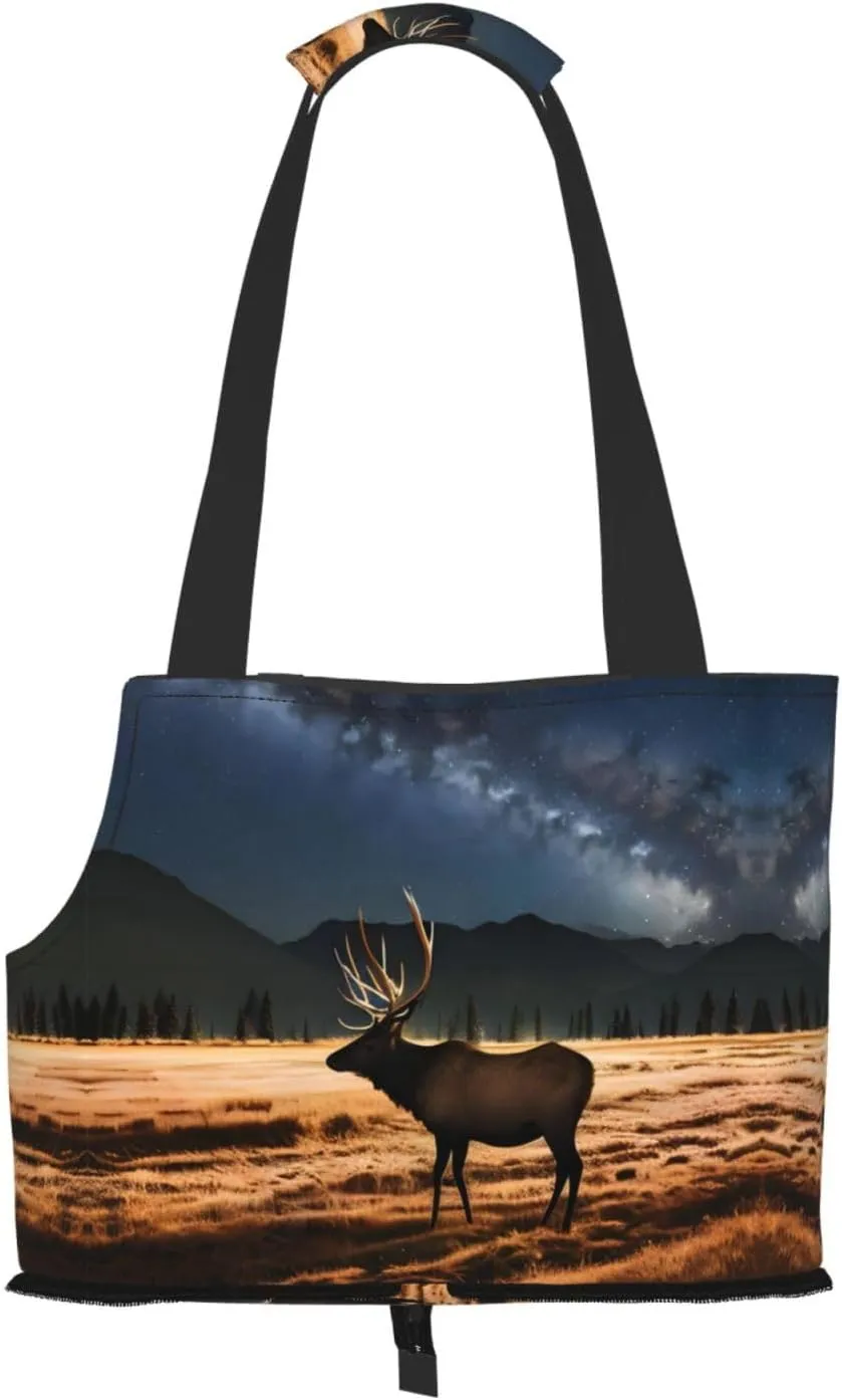 Elk in The Meadow Printed Pet Shoulder Bag, Specially Designed for Small Dogs and Cats, Multifunctional Shoulder and Handbag
