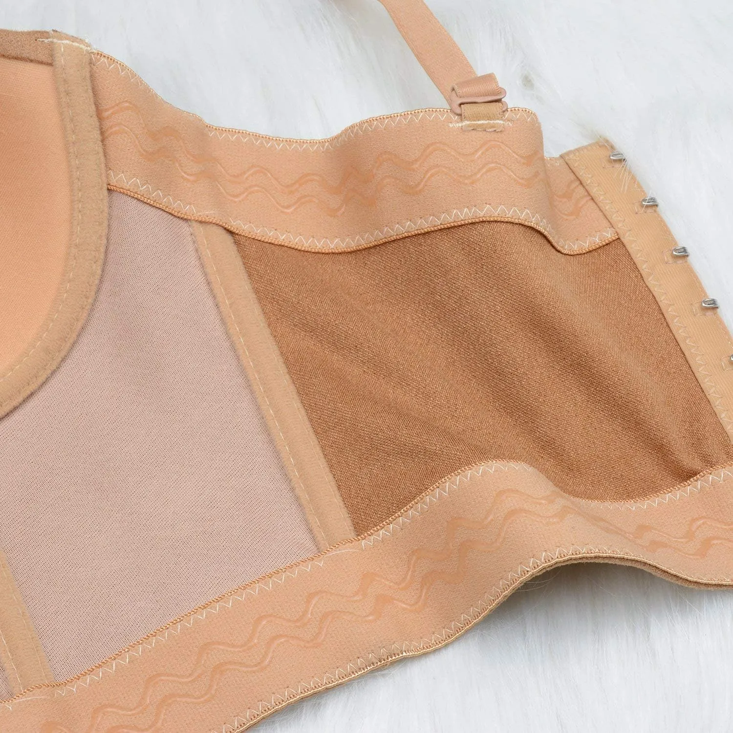 ELLACCI Faux Suede Leather Bustier Crop Top Push Up Women's Corset Top Bra Brown