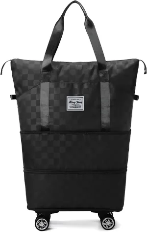 Ellniges]【Oxford Fabric Luggage Bag with Wheels & Retractable Handle, 36-55L Rolling Travel Duffel for Women, Durable Water- Carry-On for Airplane/Train/Weekend Trips, Spacious Organizational Design