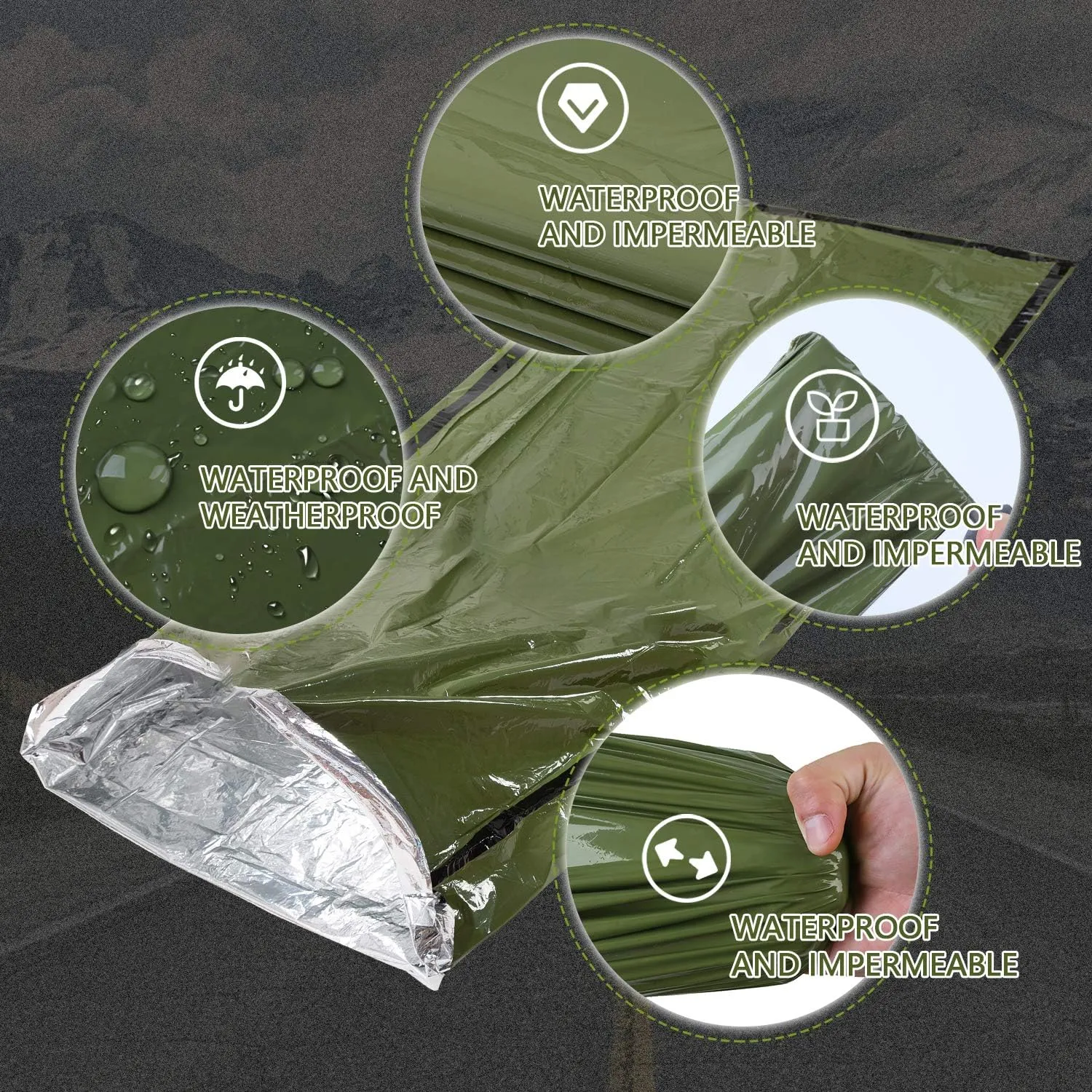 Emergency Sleeping Bag Survival Bivy Sack Use as Emergency Blanket Lightweight Survival Gear for Outdoor Hiking Camping Keep Warm After Earthquakes, Hurricanes and Other disasters