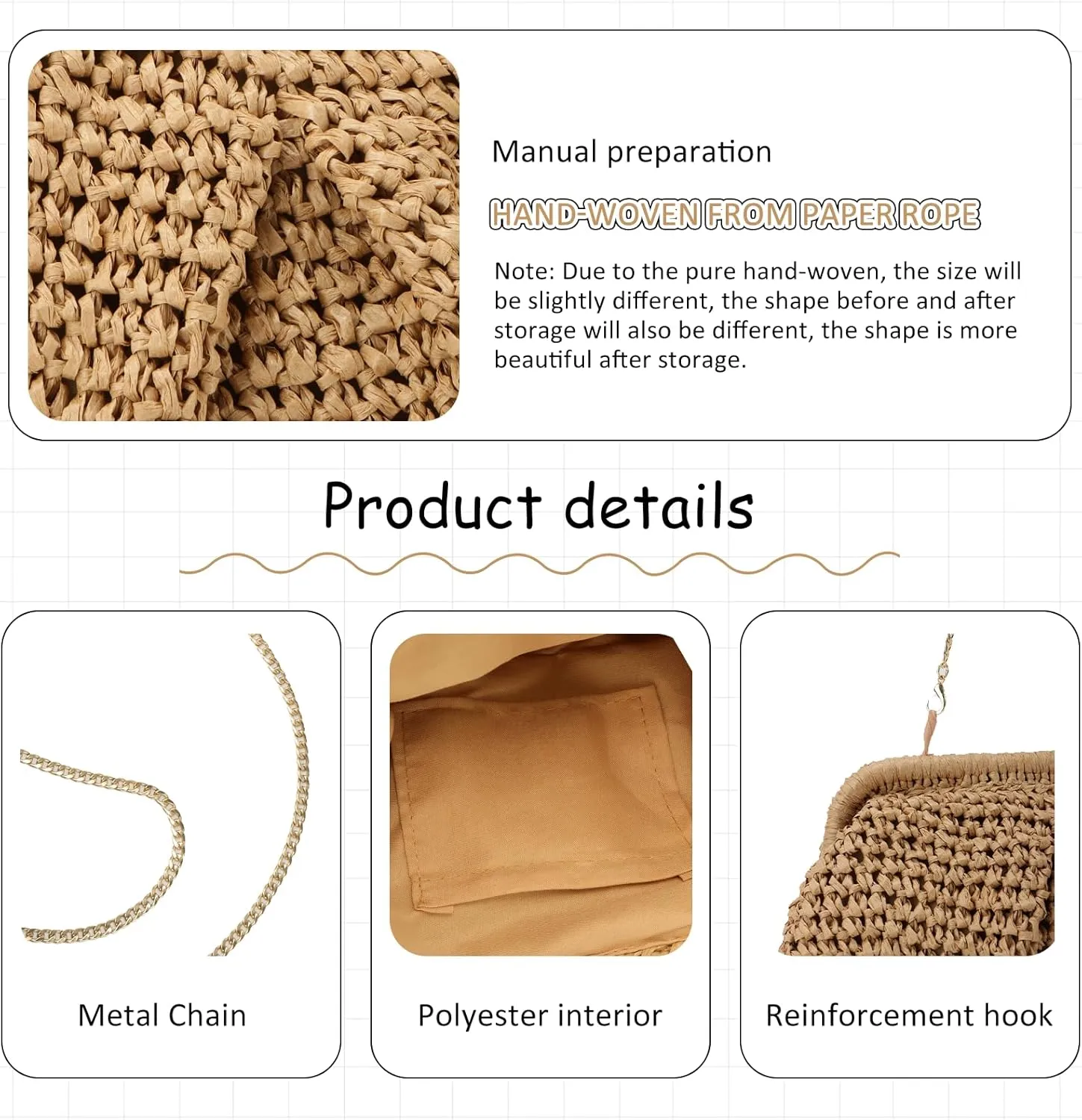 Emprier Straw Clutch Purse for Women Cloud Dumpling Pouch Straw Crossbody Shoulder Handbag Summer Beach Woven Bag