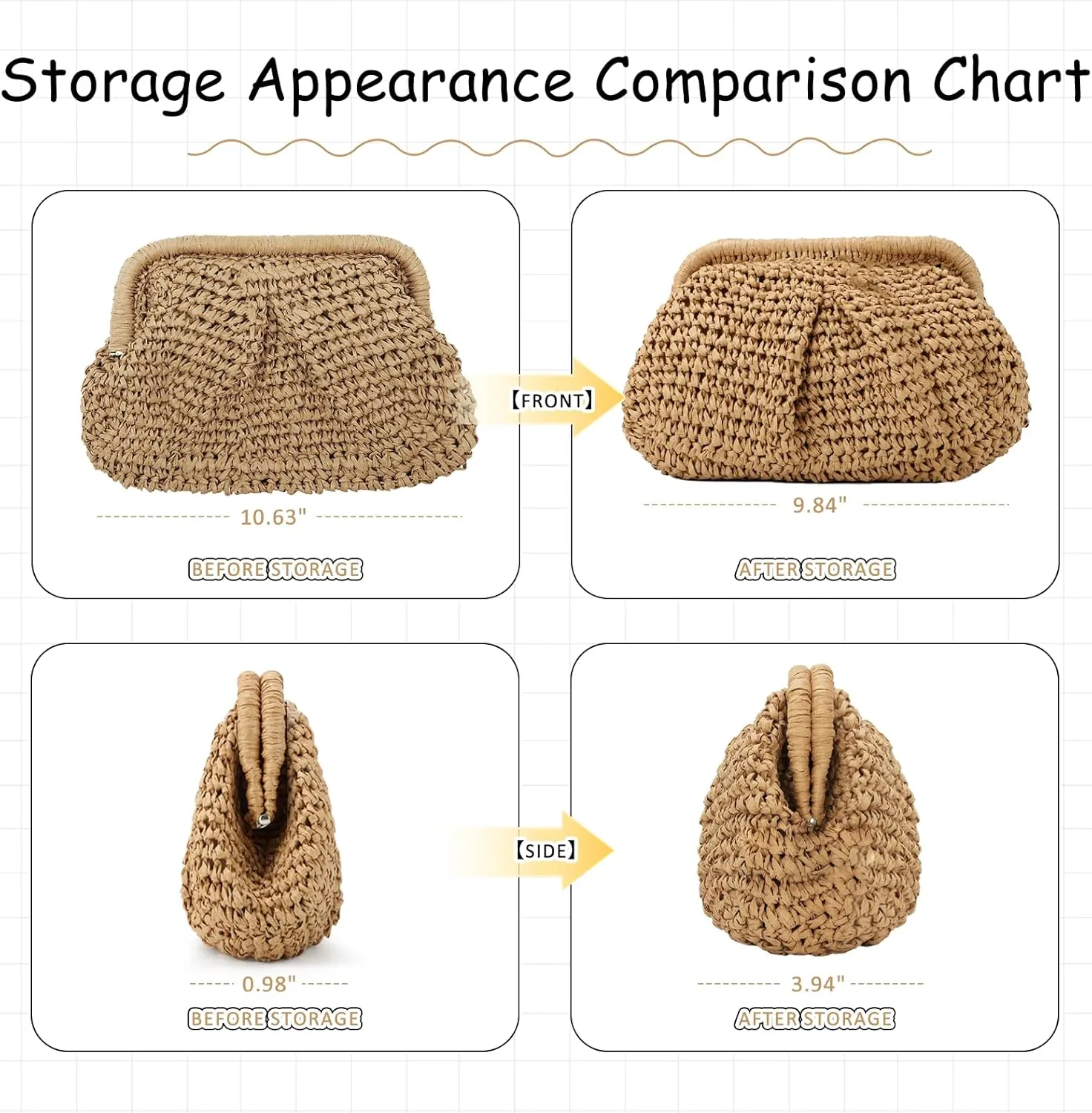 Emprier Straw Clutch Purse for Women Cloud Dumpling Pouch Straw Crossbody Shoulder Handbag Summer Beach Woven Bag