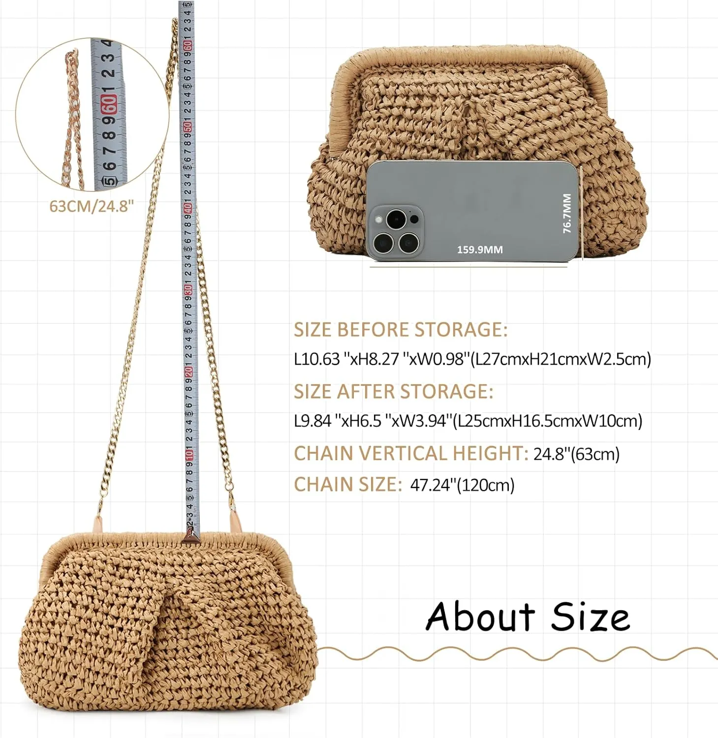 Emprier Straw Clutch Purse for Women Cloud Dumpling Pouch Straw Crossbody Shoulder Handbag Summer Beach Woven Bag