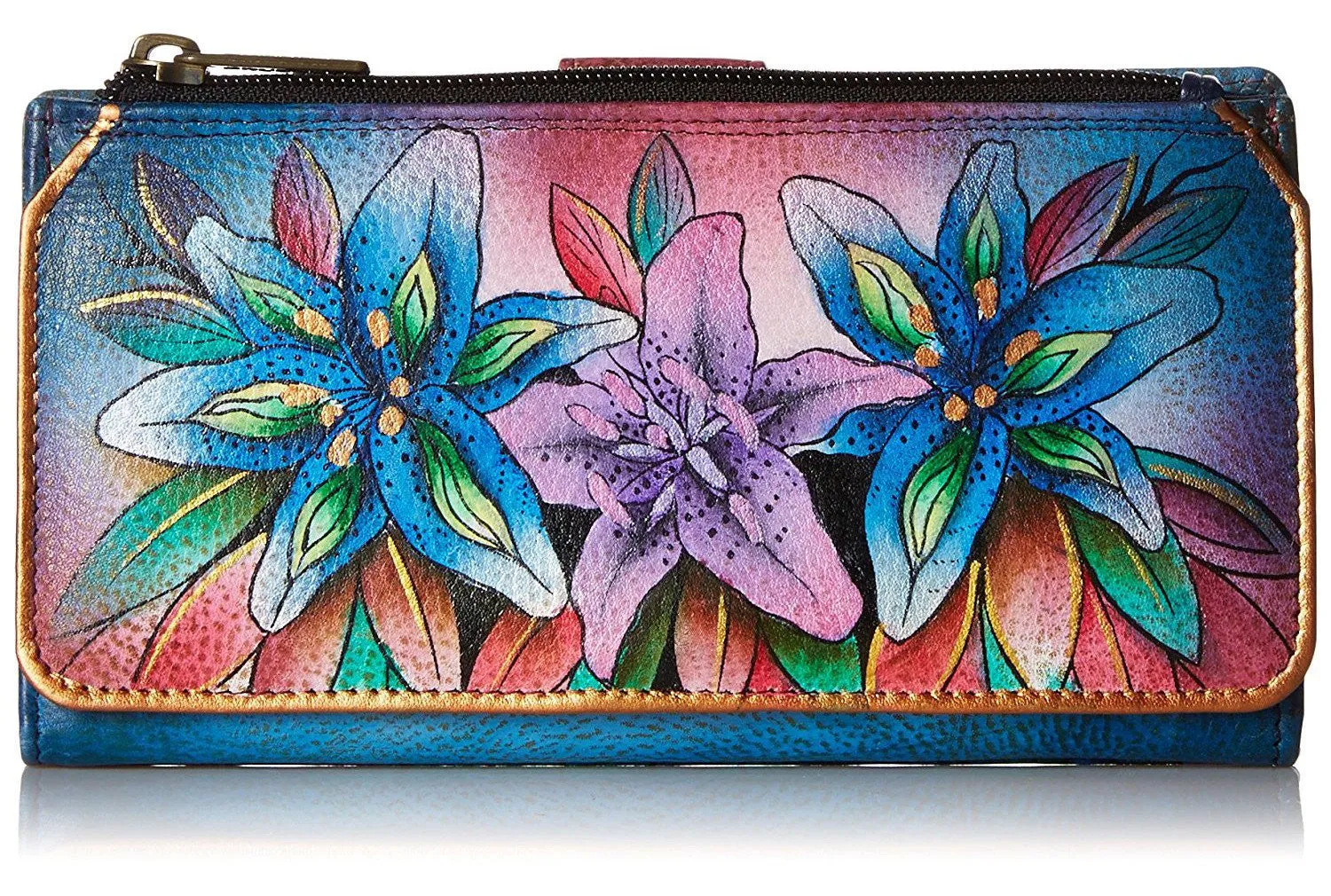 End-of-season sale Organizer by Hand Wallet Painted Leather Anuschka Savings-packed Leather
