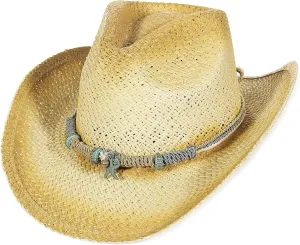 EOZY Men & Women's Summer Cowboy Cowgirl Straw Hat Hollow Out Woven Roll Up Wide Brim Hat