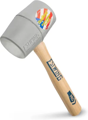 ESTWING Deadhead Rubber Mallet - 12 oz No-Mar Hammer with Bounce Resistant Head & Hickory Wood Handle - DH-12N, Grey