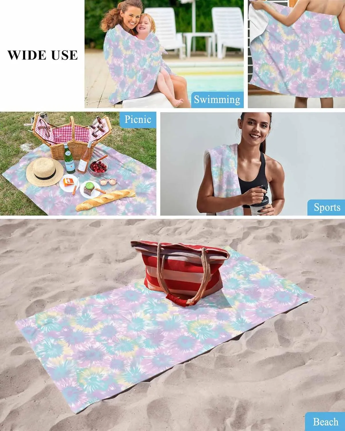 Ethnic Beach Towel 35"x70" Microfiber Beach Towels Oversized Sand Free Quick Dry Beach Towel/Bath Towels/Yoga Towel/Pool Towels/Travel Towel for Women Men Girls Kids-Colorful