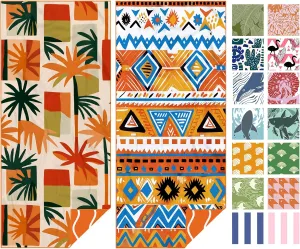 Eunzel 2 Pack Microfiber Beach Towel, Quick Dry Travel Towel Large Sand Free Towel for Beach, Camping, Swim Pool, Gym, Sports& Yoga 71"x32", Retro Tropics/Bohemian