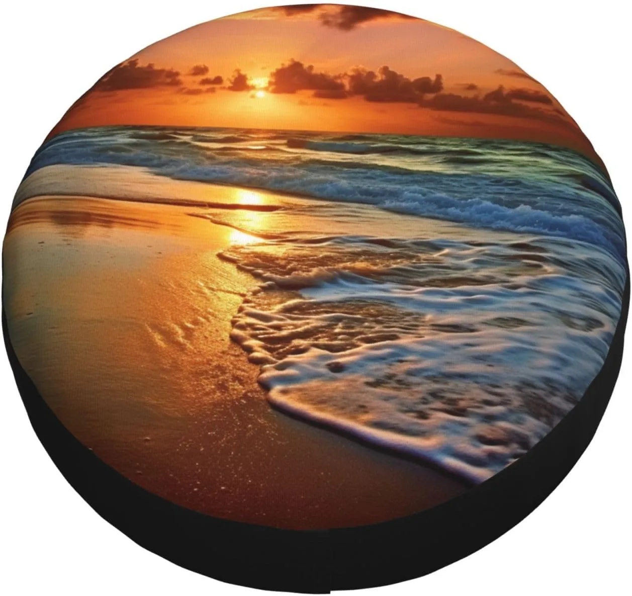 Evening Beach Sea Water Tire Cover Outdoor Waterproof Snow Sun Rain Wheel Cover Portable Wheel Bags Camper Spare Tire Cover Universal Car Tire Protectors for Trailer RV SUV