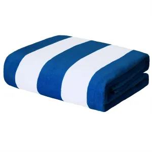 Exclusivo Mezcla Cotton Oversized 35x70 Inches Cabana Stripe Beach Towel, Super Absorbent Soft Plush Pool Bath Towel (Ocean Blue)