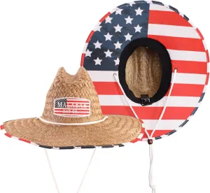Fabric Pattern Print Straw Sunhat Men & Women, Lifeguard Hat, Beach, Swim, Paddle Board, Boat, Fishing, Fits All,