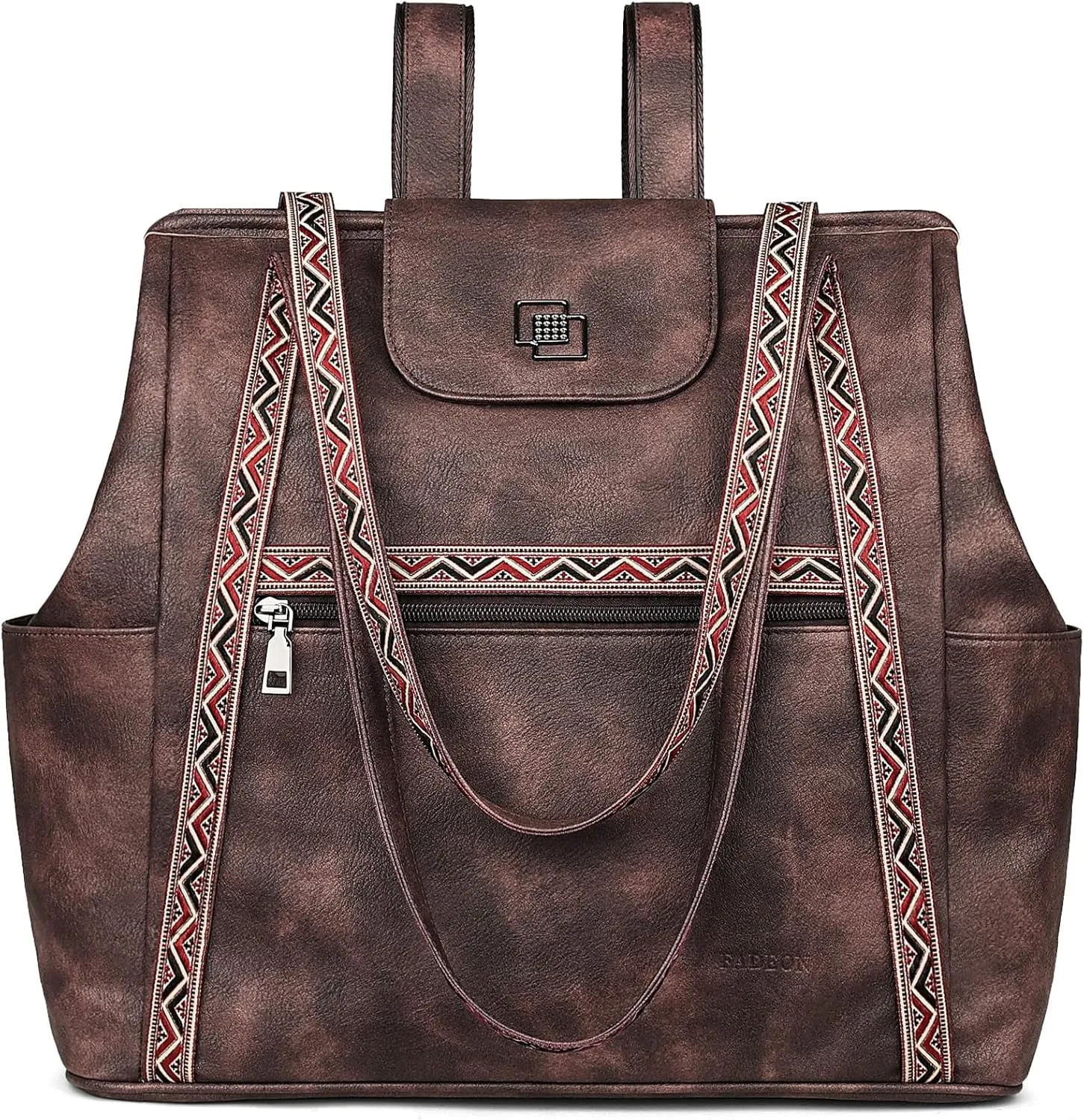 FADEON Large Laptop Tote Bag for Women Designer Leather Laptop Bag Fashion Travel Backpack Purse Shoulder Handbag