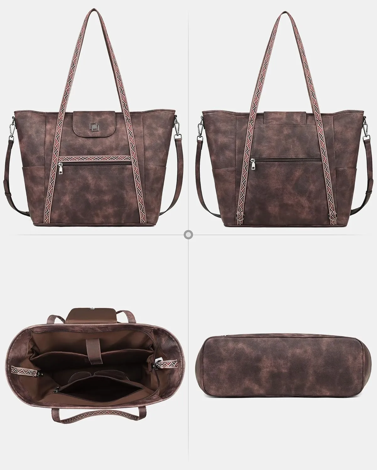 FADEON Large Laptop Tote Bag for Women Designer Leather Laptop Bag Fashion Travel Backpack Purse Shoulder Handbag