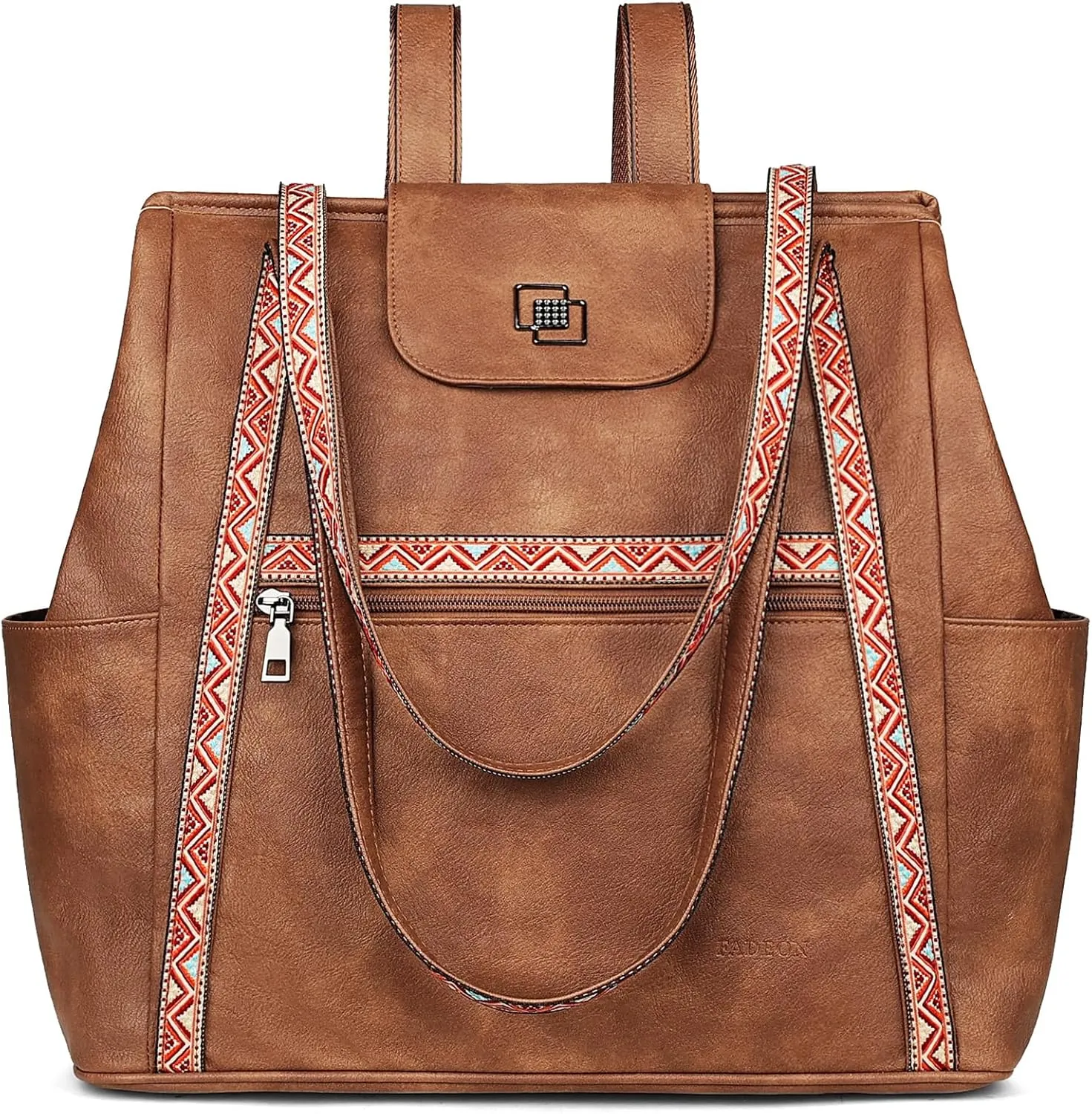 FADEON Large Laptop Tote Bag for Women Designer Leather Laptop Bag Fashion Travel Backpack Purse Shoulder Handbag