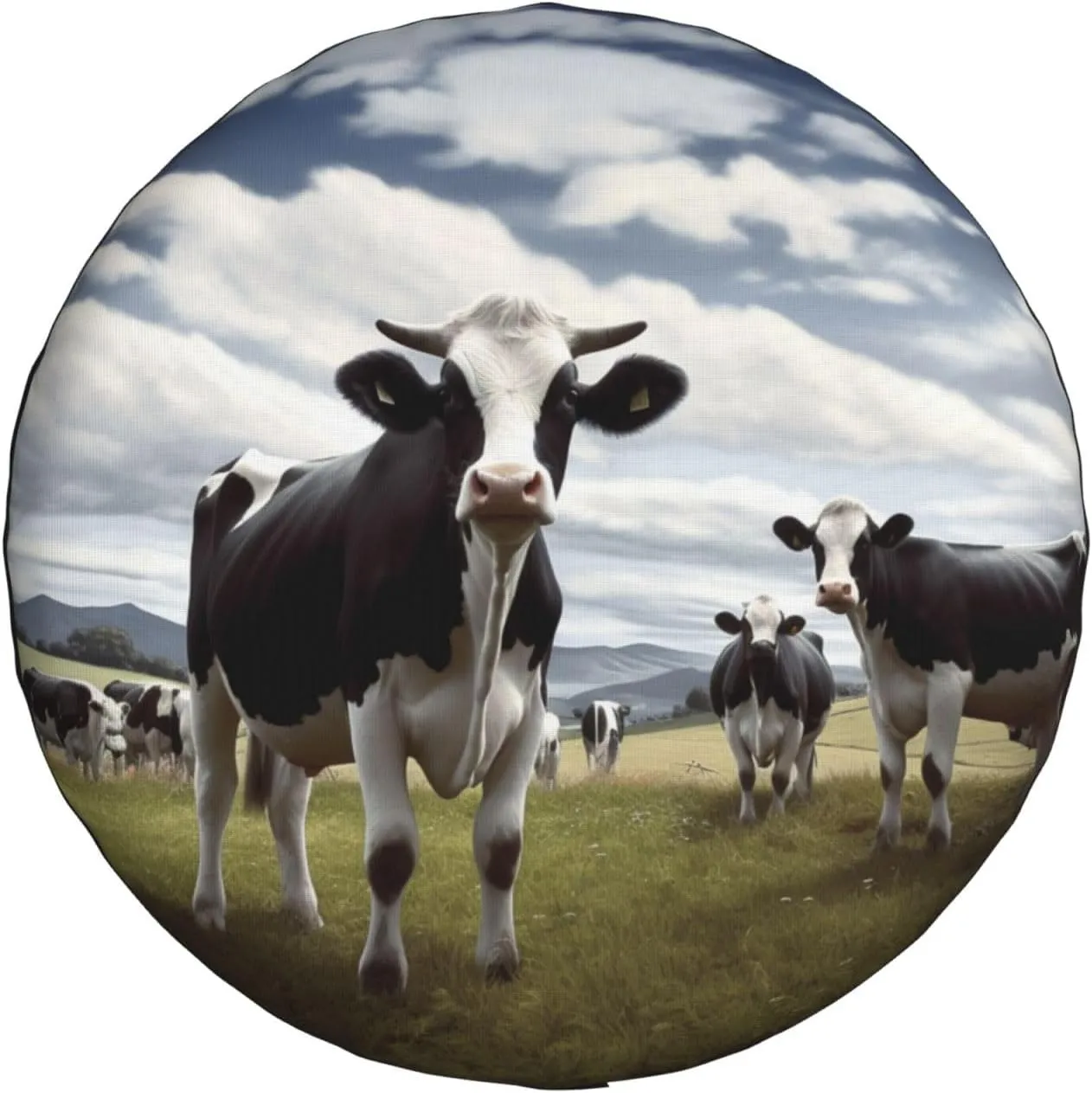 Farm Cow Pictures Tire Cover Outdoor Waterproof Snow Sun Rain Wheel Cover Portable Wheel Bags Camper Spare Tire Cover Universal Car Tire Protectors for Trailer RV SUV