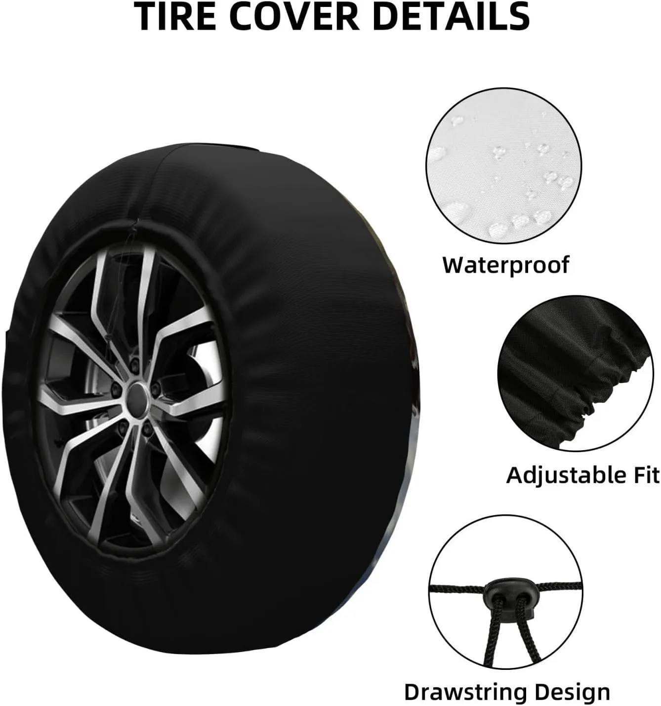 Farm Cow Pictures Tire Cover Outdoor Waterproof Snow Sun Rain Wheel Cover Portable Wheel Bags Camper Spare Tire Cover Universal Car Tire Protectors for Trailer RV SUV