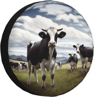 Farm Cow Pictures Tire Cover Outdoor Waterproof Snow Sun Rain Wheel Cover Portable Wheel Bags Camper Spare Tire Cover Universal Car Tire Protectors for Trailer RV SUV