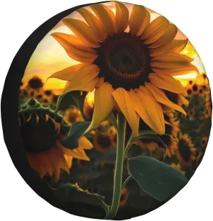 Farm Sunflower Tire Cover Outdoor Waterproof Snow Sun Rain Wheel Cover Portable Wheel Bags Camper Spare Tire Cover Universal Car Tire Protectors for Trailer RV SUV