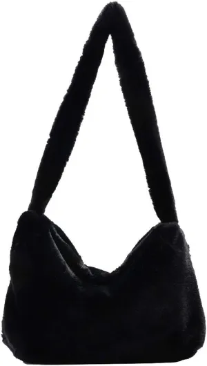 Fashion Animal Pattern Shoulder Underarm Bag Women Plush Top-handle Handbag
