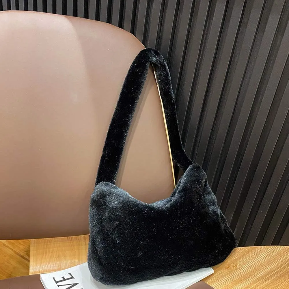 Fashion Animal Pattern Shoulder Underarm Bag Women Plush Top-handle Handbag