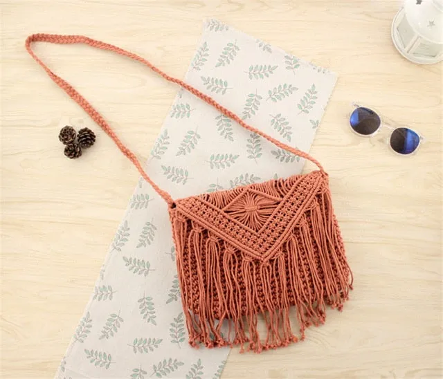 Fashion straw  tassel bag