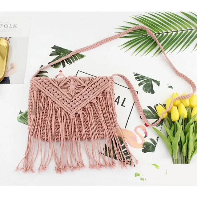 Fashion straw  tassel bag