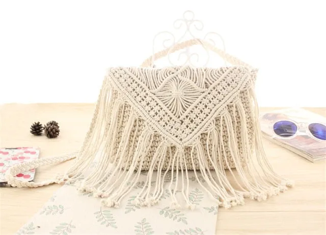 Fashion straw  tassel bag