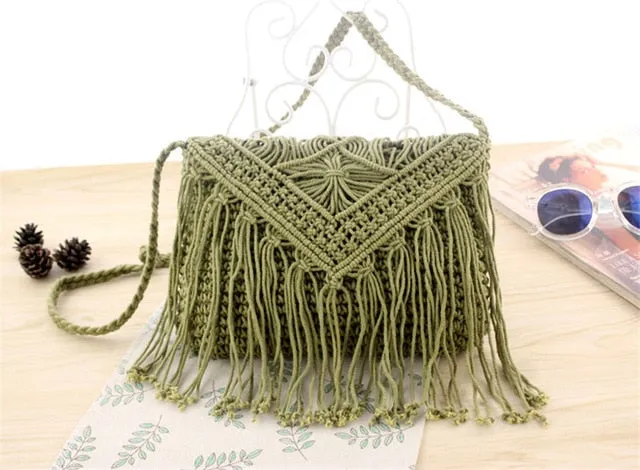 Fashion straw  tassel bag