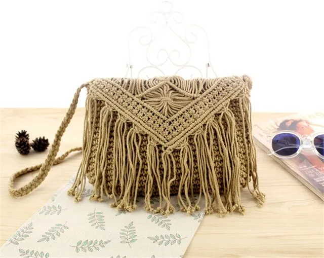 Fashion straw  tassel bag