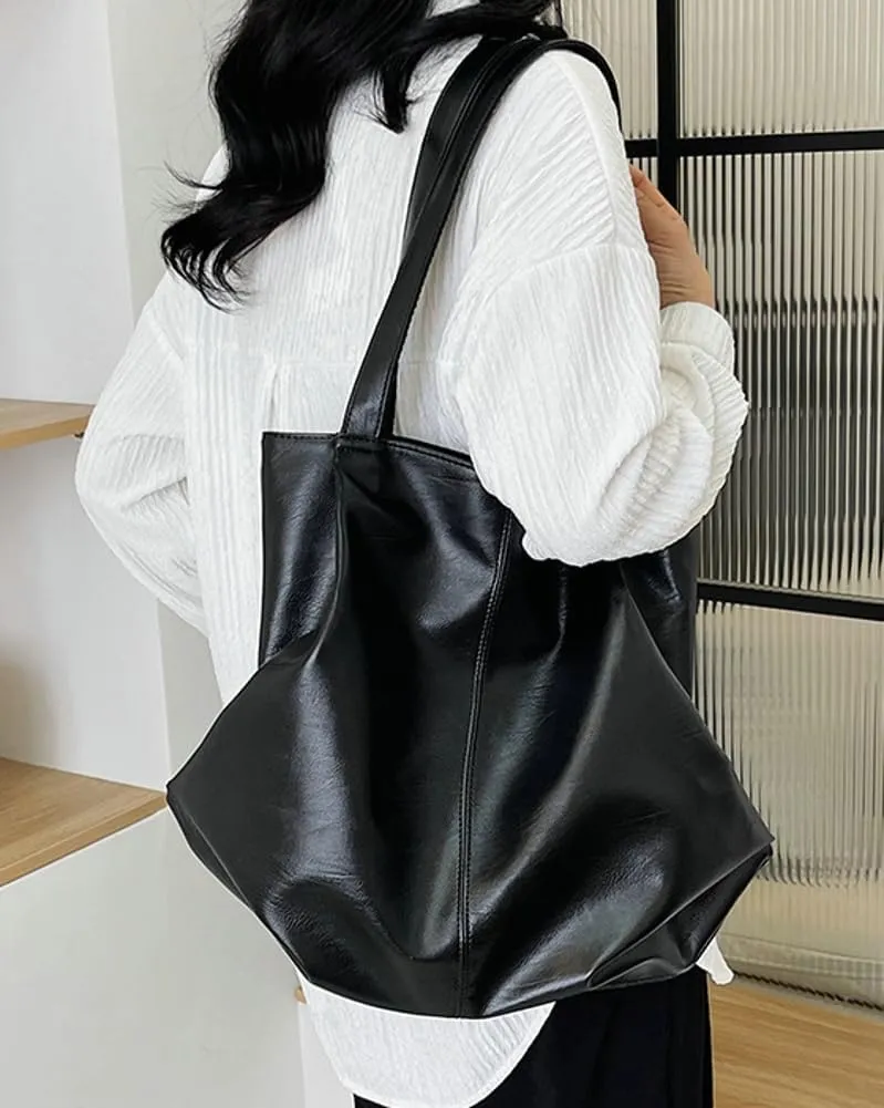 Fashion Tote Bags for Women Soft PU Leather Shoulder Bag Pleated Handbags Y2k Purses Large Top Handle Satchel